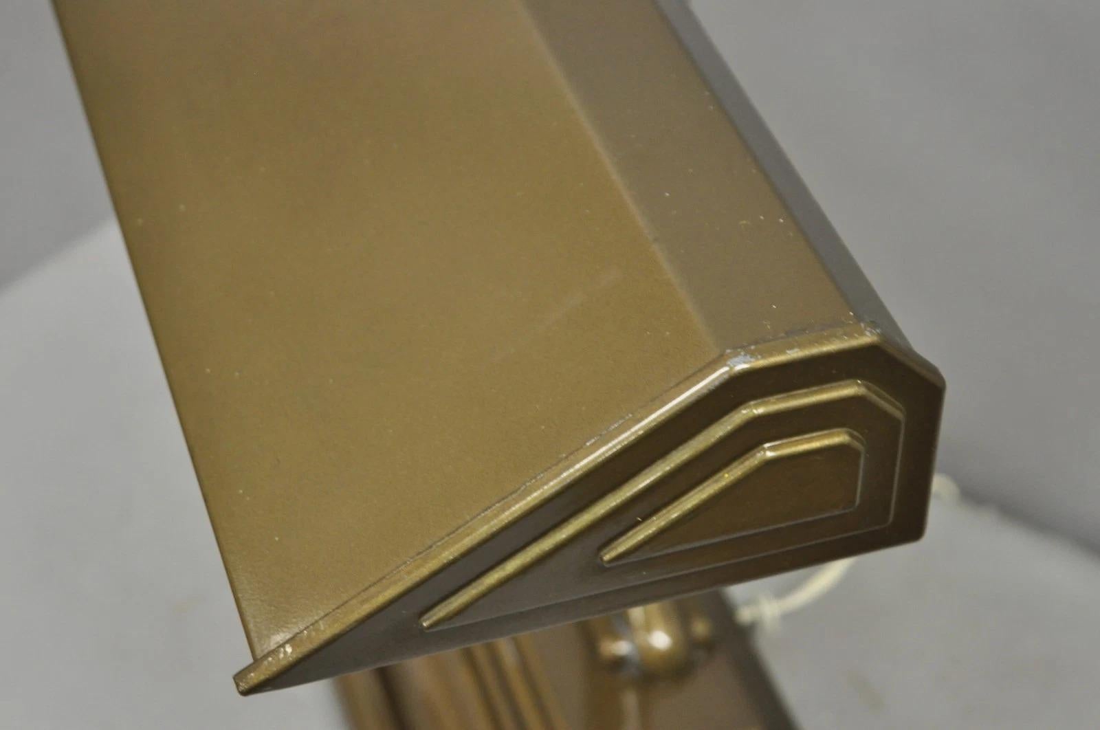 Vintage Mid Century Modern Art Deco Metal Bronze Finish Bankers Table Desk Lamp For Sale 2