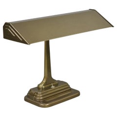 Vintage Mid Century Modern Art Deco Metal Bronze Finish Bankers Table Desk Lamp