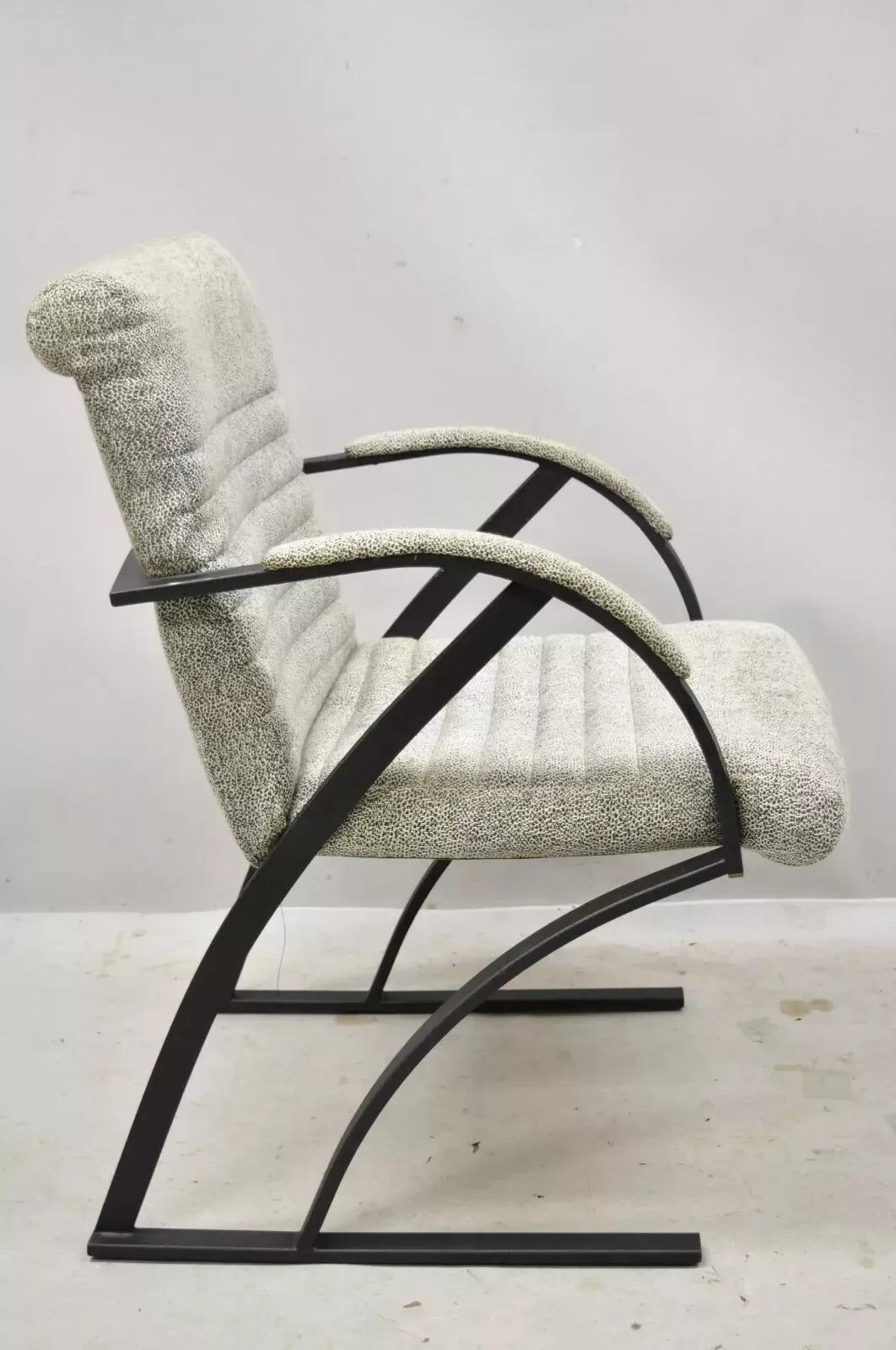 Mid-Century Modern Vintage Mid Century Modern Art Deco Metal Frame Arm Chair by Cal-Style Furniture For Sale