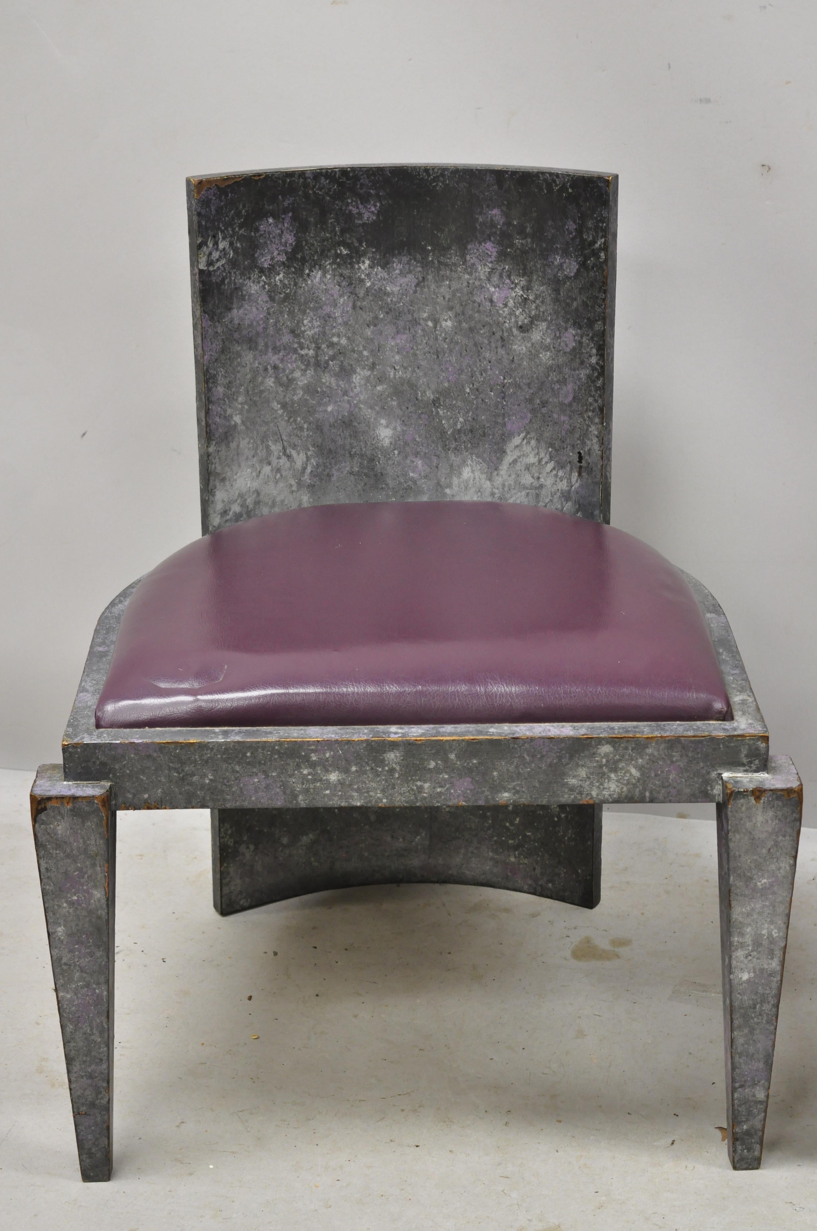 Paire de fauteuils club de jeu Art Déco vintage pourpre et gris, moderne du milieu du siècle dernier en vente 3