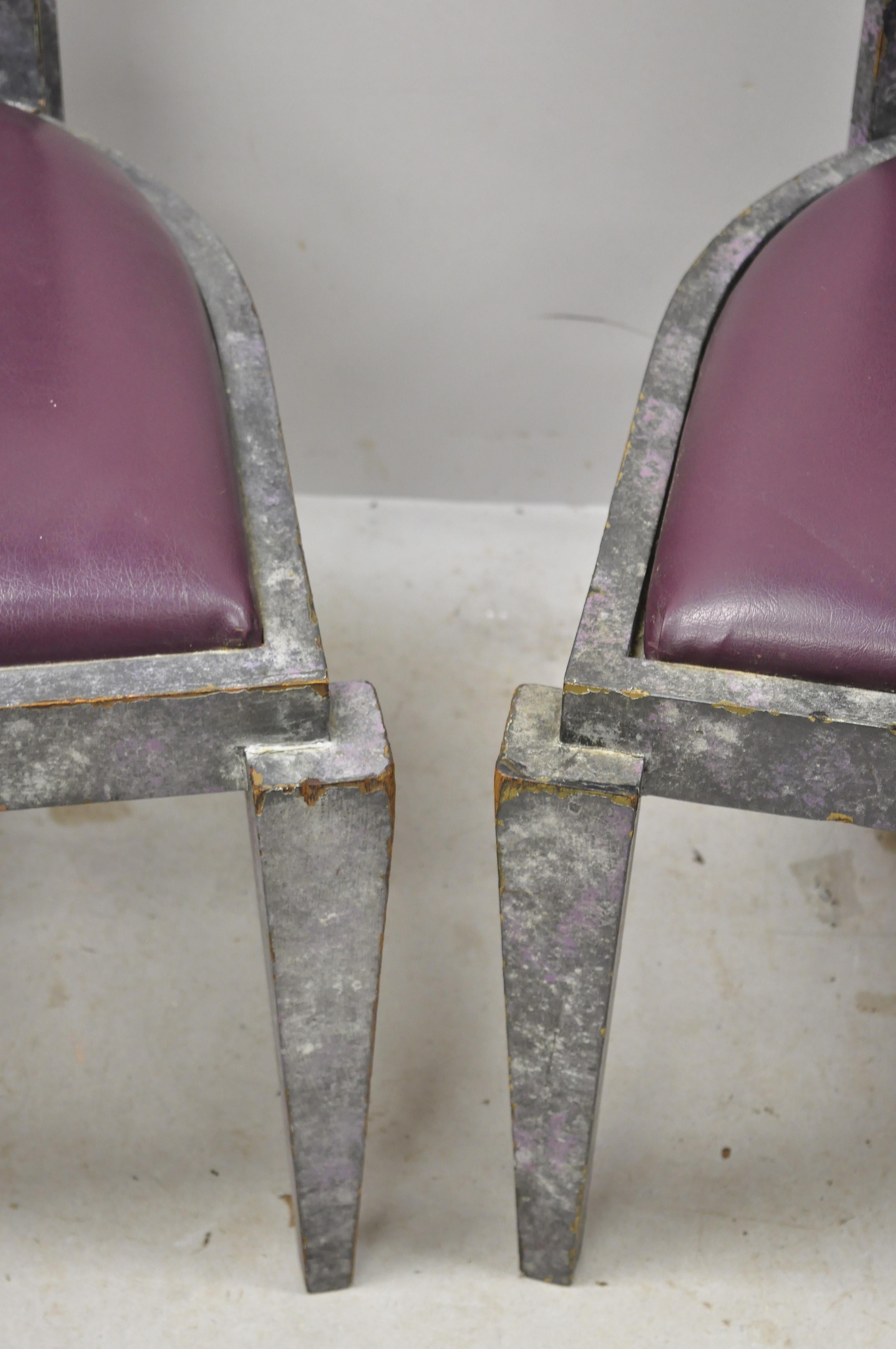 Vintage Mid-Century Modern Art Deco Purple and Gray Club Game Chairs, a Pair For Sale 5