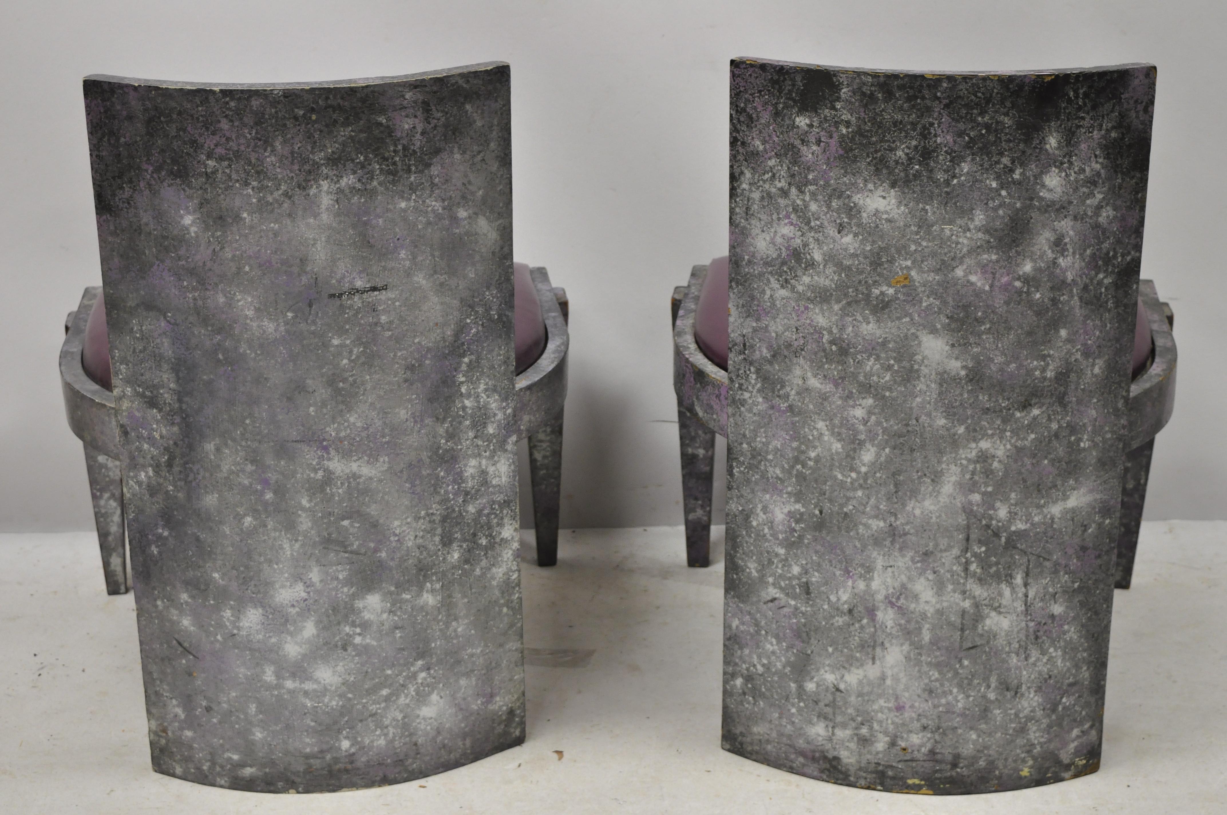 Vintage Mid-Century Modern Art Deco Purple and Gray Club Game Chairs, a Pair In Good Condition For Sale In Philadelphia, PA