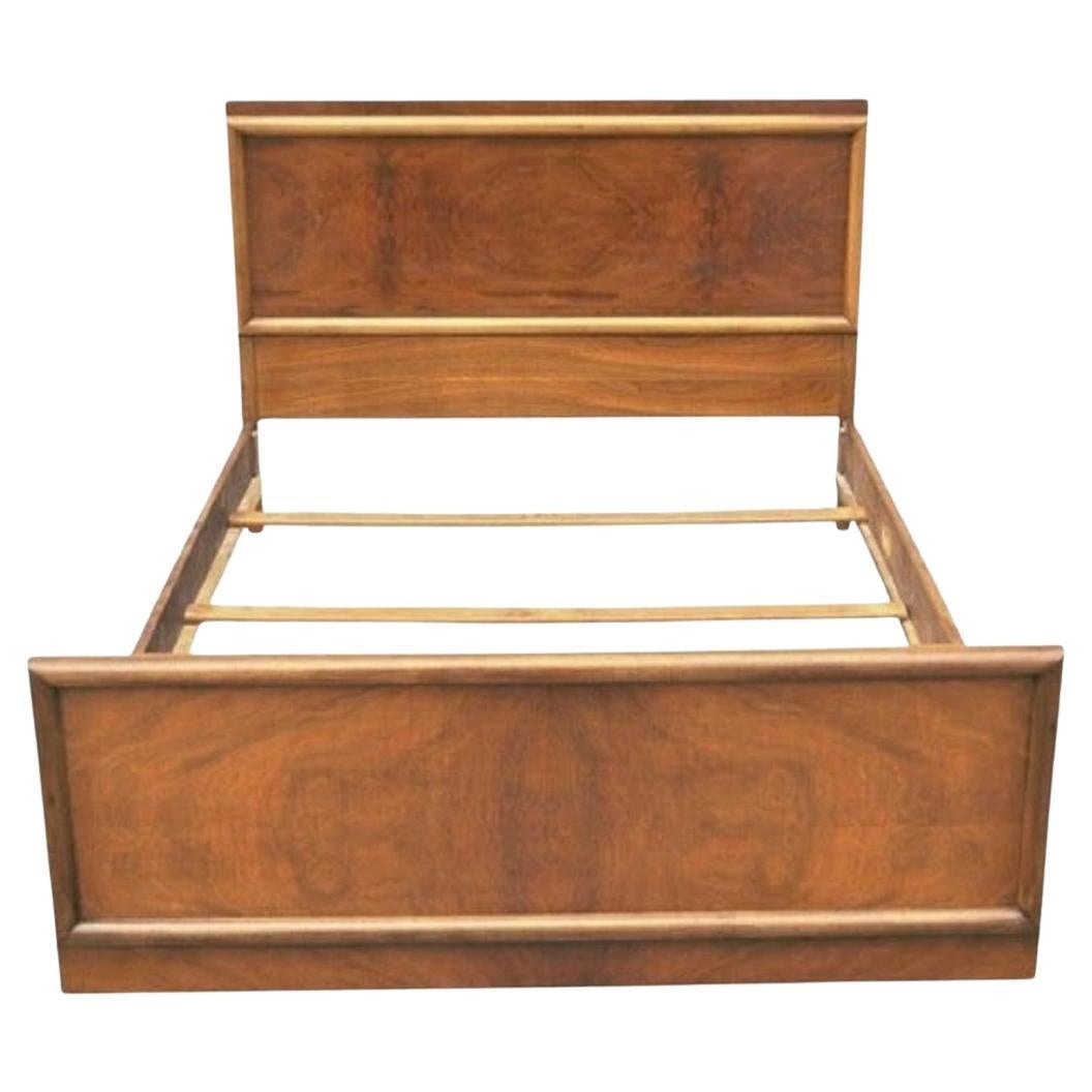 Vintage Mid Century Modern Art Deco Walnut Full Size Bed Frame by Joerns Bros