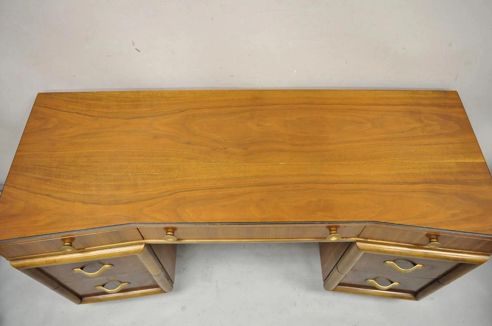 Unknown Vintage Mid Century Modern Art Deco Walnut Vanity Table w Mirror by Joerns Bros For Sale