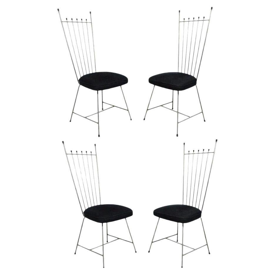 Vintage Mid Century Modern Arthur Umanoff Style Metal Dining Chairs - Set of 4 For Sale