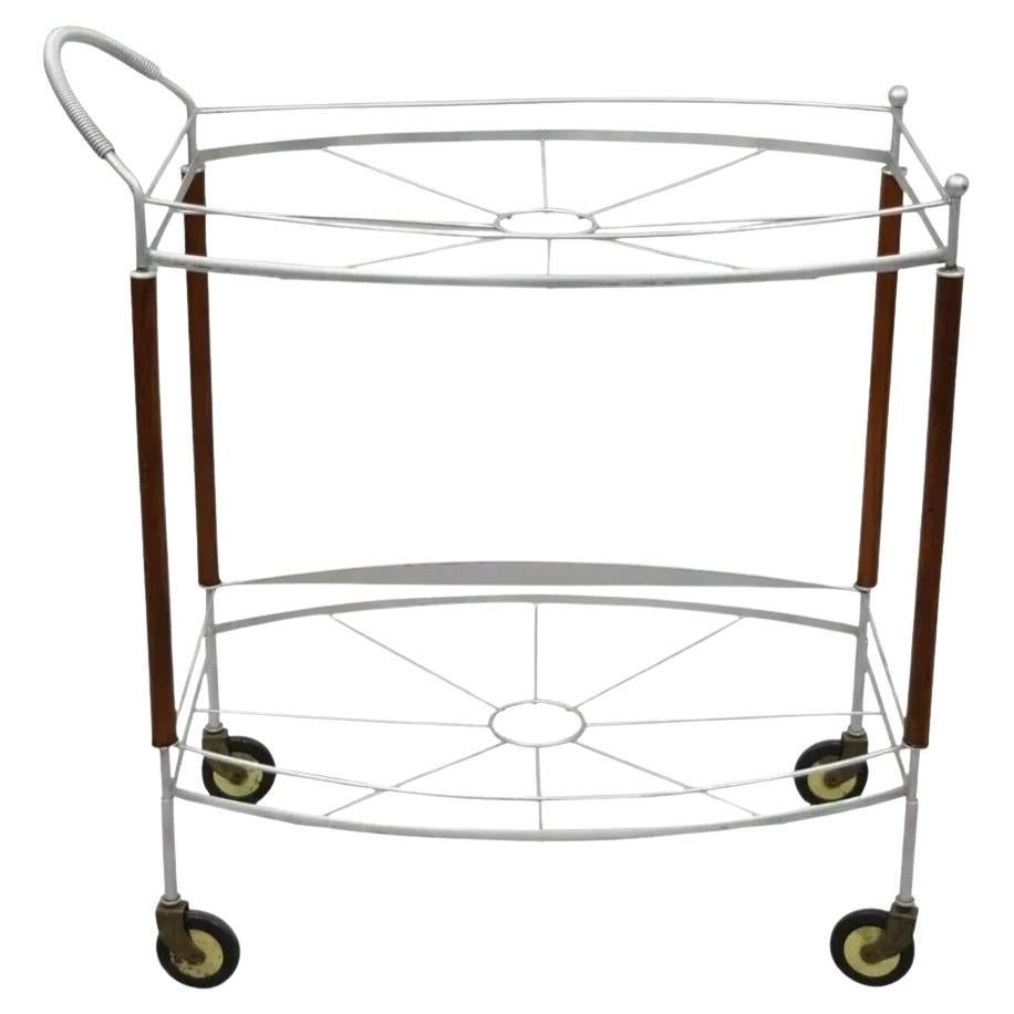 Vintage Mid Century Modern Atomic Era Metal Rolling Bar Cart Server