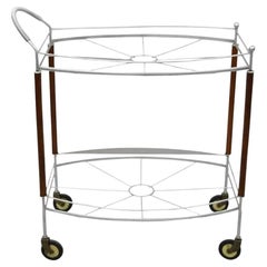 Vintage Mid Century Modern Atomic Era Metal Rolling Bar Cart Server