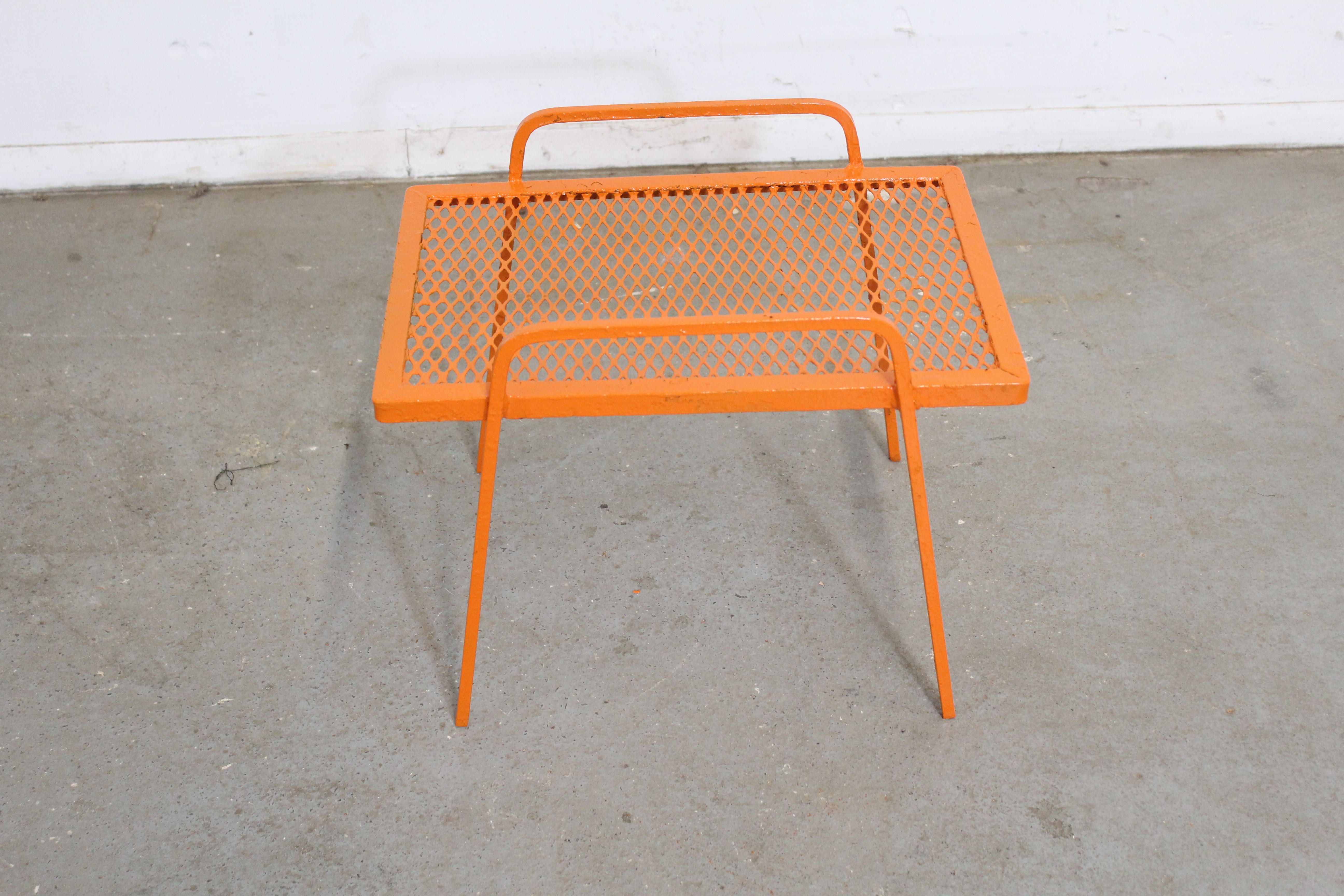 American Vintage Mid-Century Modern Atomic Orange Metal End Table