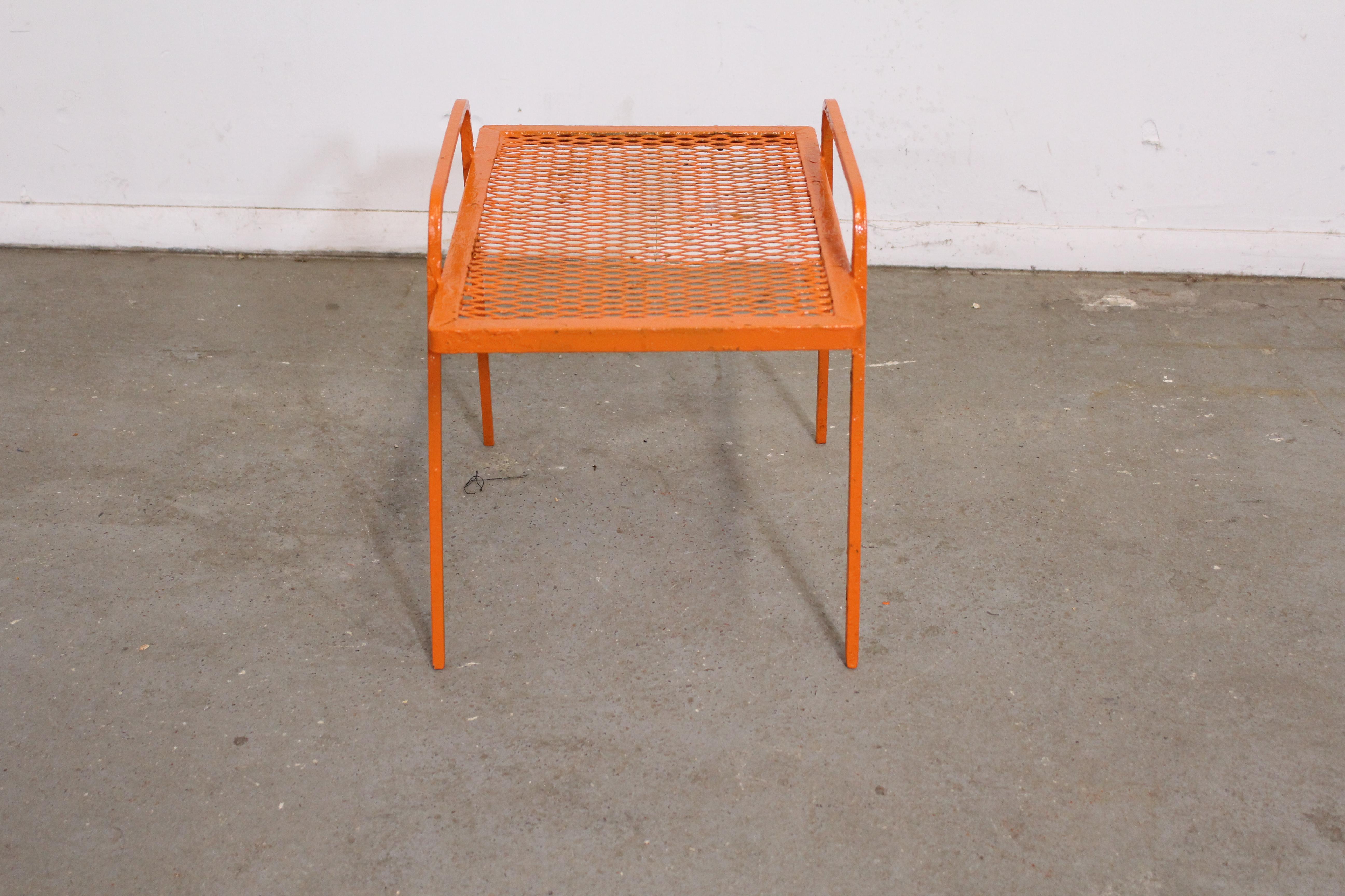 20th Century Vintage Mid-Century Modern Atomic Orange Metal End Table