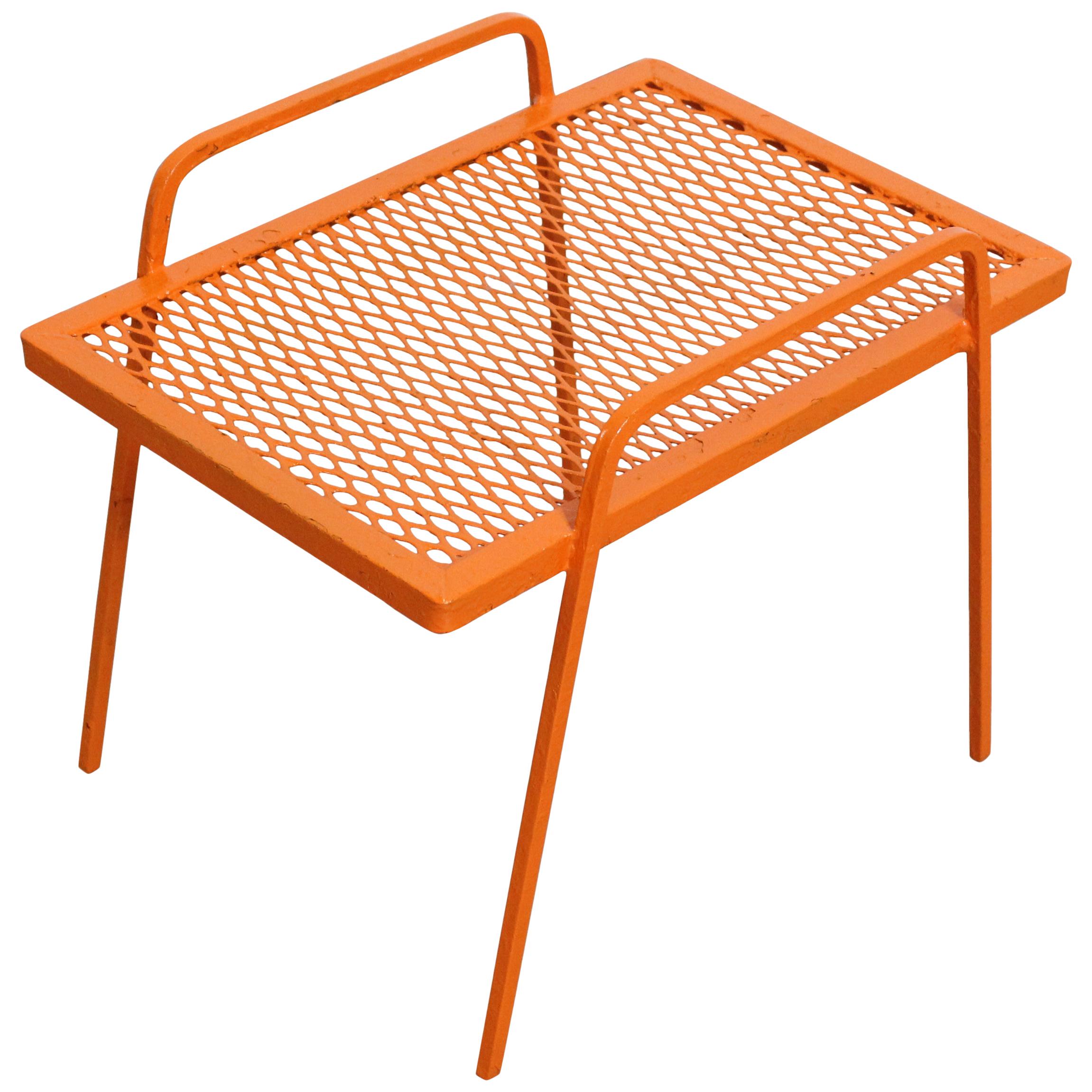 Vintage Mid-Century Modern Atomic Orange Metal End Table