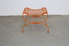Vintage Mid-Century Modern Atomic Orange Metal Stool