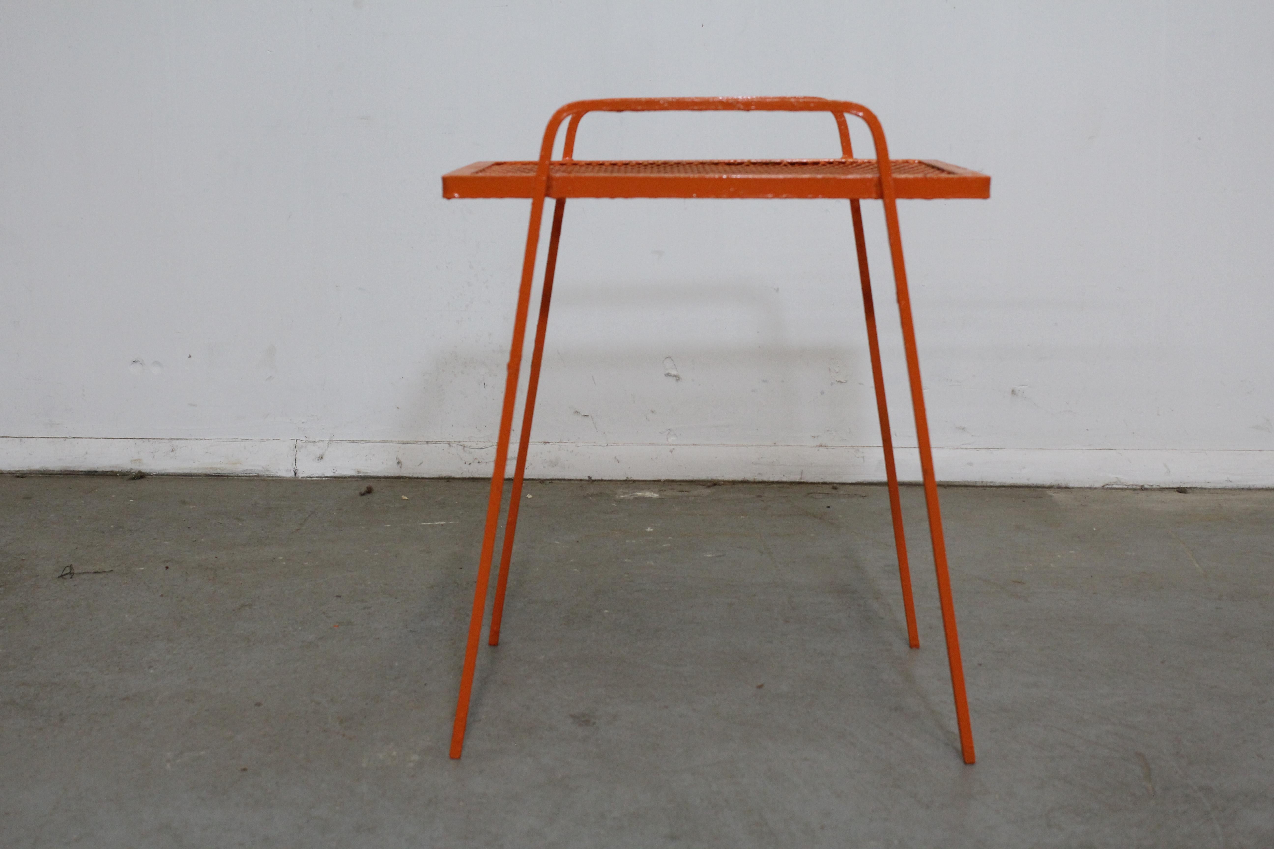 Vintage Mid-Century Modern Atomic Orange Metal Tall End Table 4