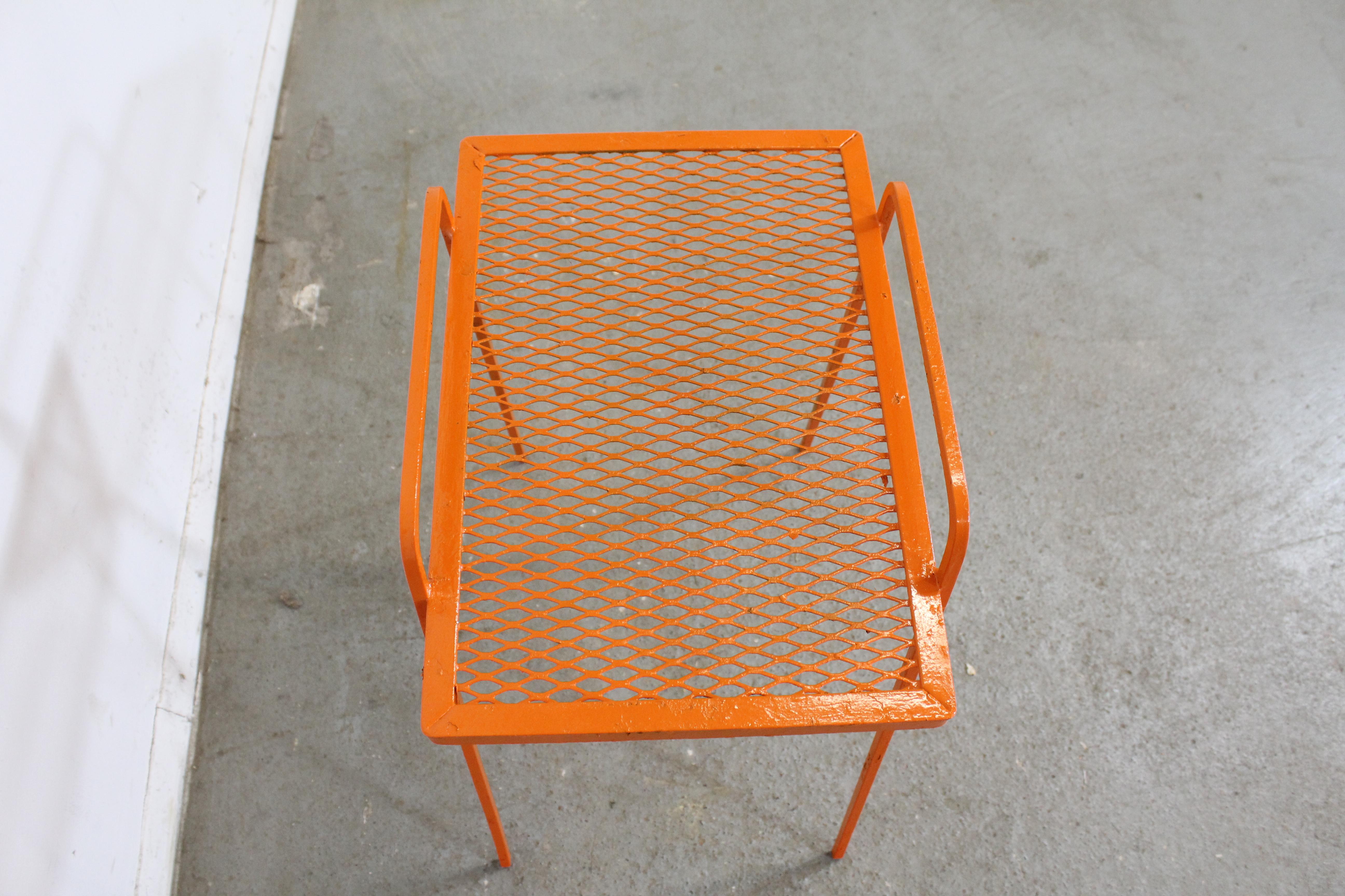 Vintage Mid-Century Modern Atomic Orange Metal Tall End Table 8