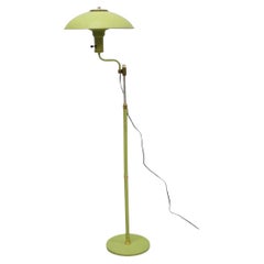 Vintage Mid Century Modern Avocado Green Adjustable Flying Saucer Floor Lamp