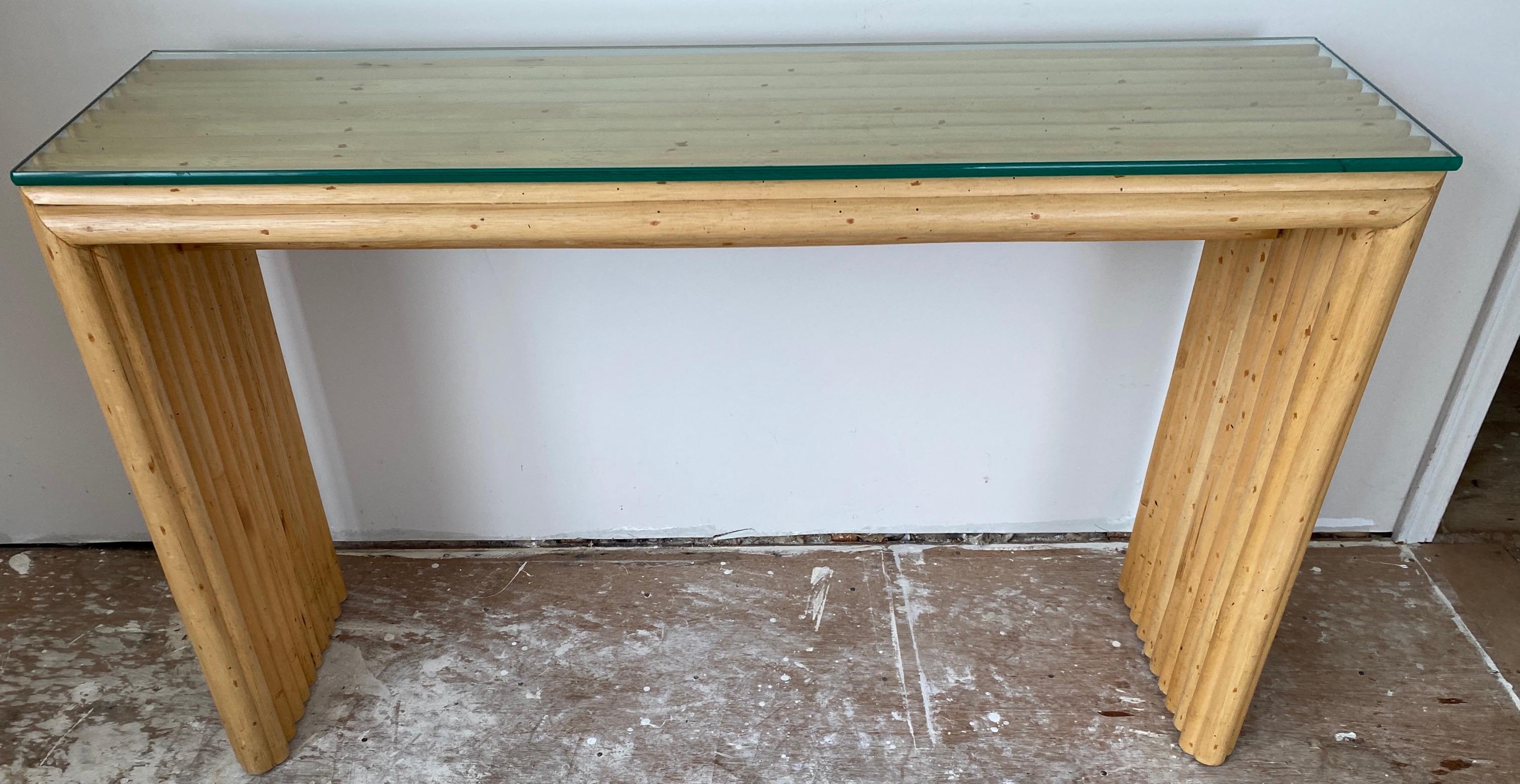 Vintage Mid-Century Modern Bamboo Console Table In Good Condition For Sale In Sheffield, MA