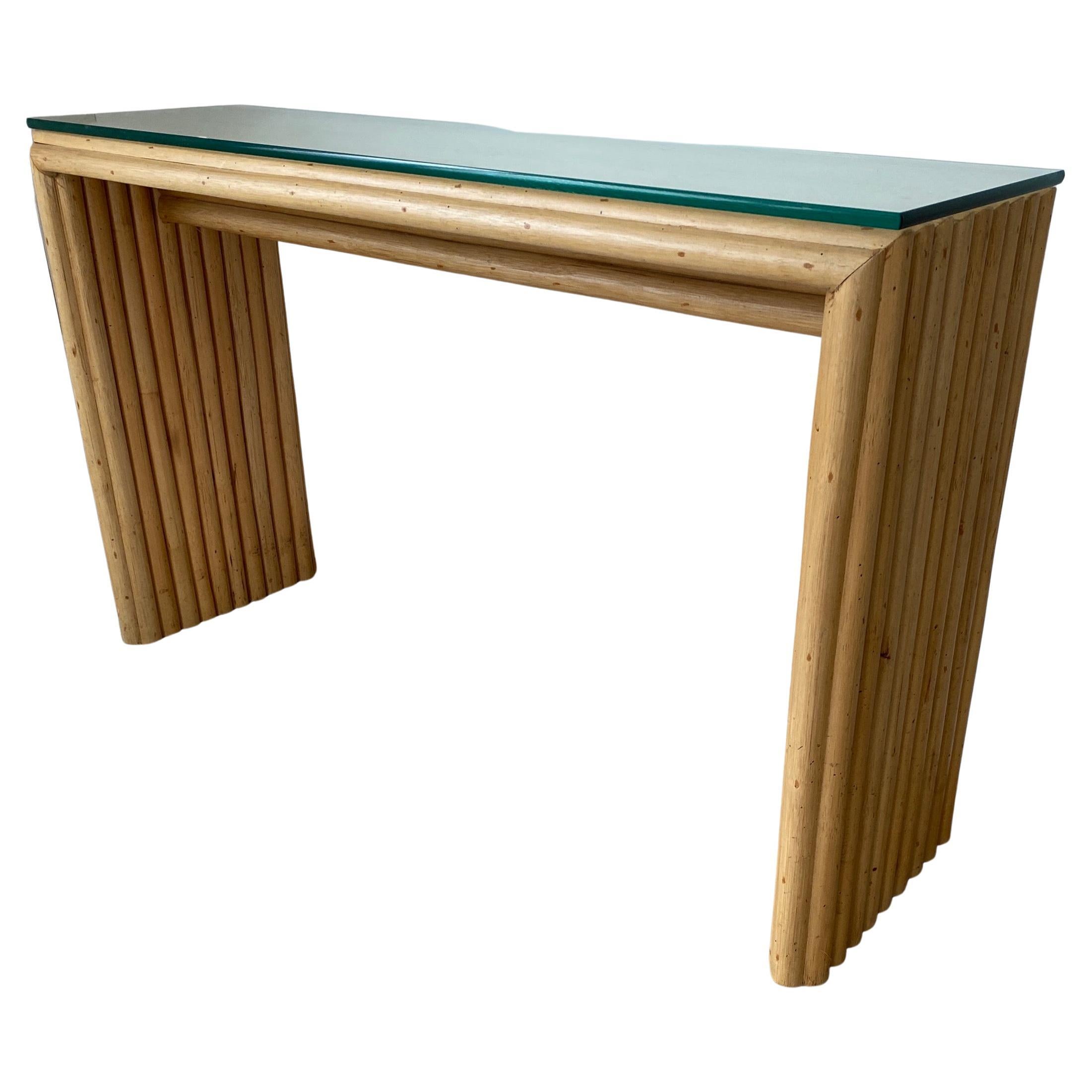 Vintage Mid-Century Modern Bamboo Console Table For Sale