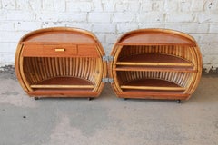 Vintage Mid-Century Modern Bamboo Dry Bar End Table