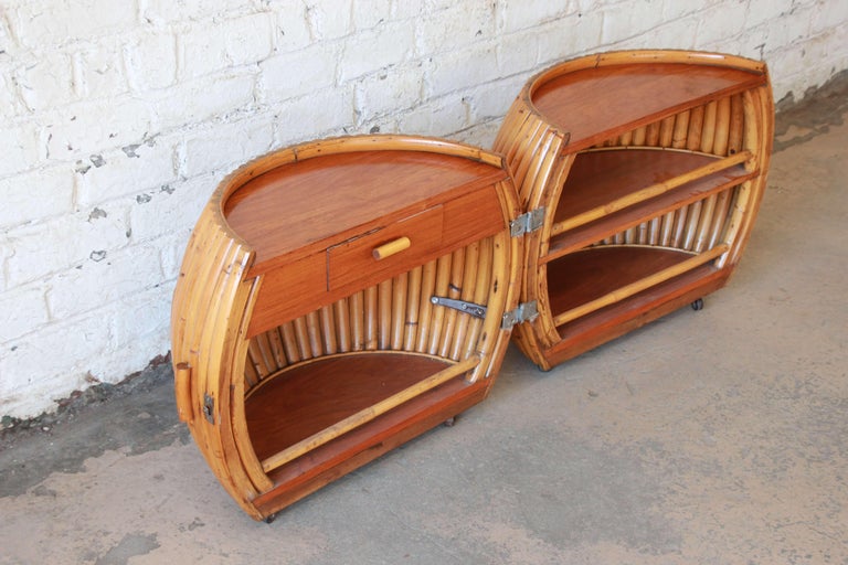 Vintage Mid-Century Modern Bamboo Dry Bar End Table For ...