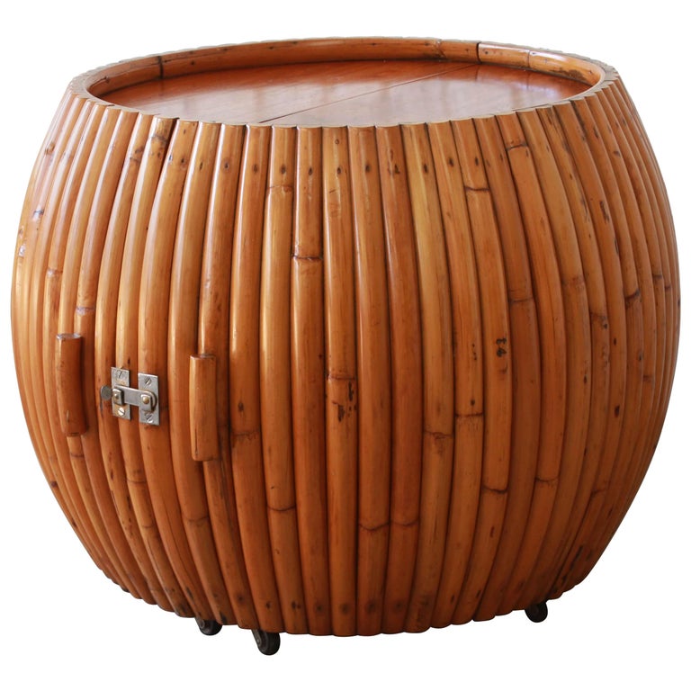 Vintage Mid-Century Modern Bamboo Dry Bar End Table For ...