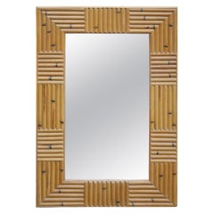 Vintage Mid Century Modern Bamboo Rattan Bronze Mirror