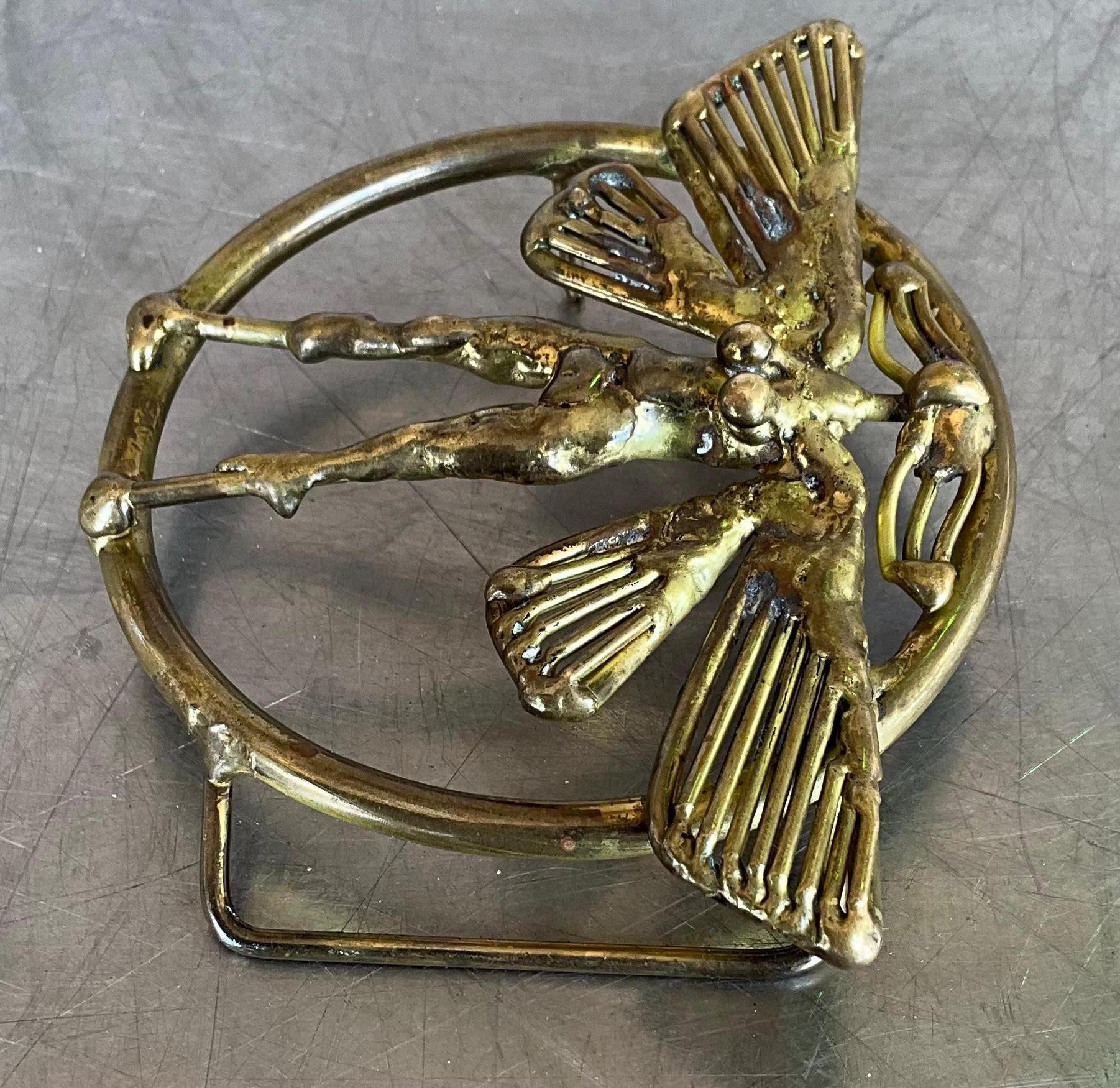 Vintage Mid Century Modern Belt Buckle Signed by Joseph Burlini In Good Condition For Sale In Lake Worth Beach, FL