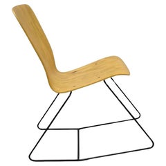 Vintage Mid Century Modern Bent Plywood Iron Base Tilt Back Side Chair