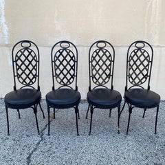 Vintage Mid Century Modern Black Iron Kitchen Dining Set 4 Chairs Table 5 Pc Set