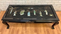 Vintage Mid Century Modern Black Lacquer Chinoiserie Coffee Table