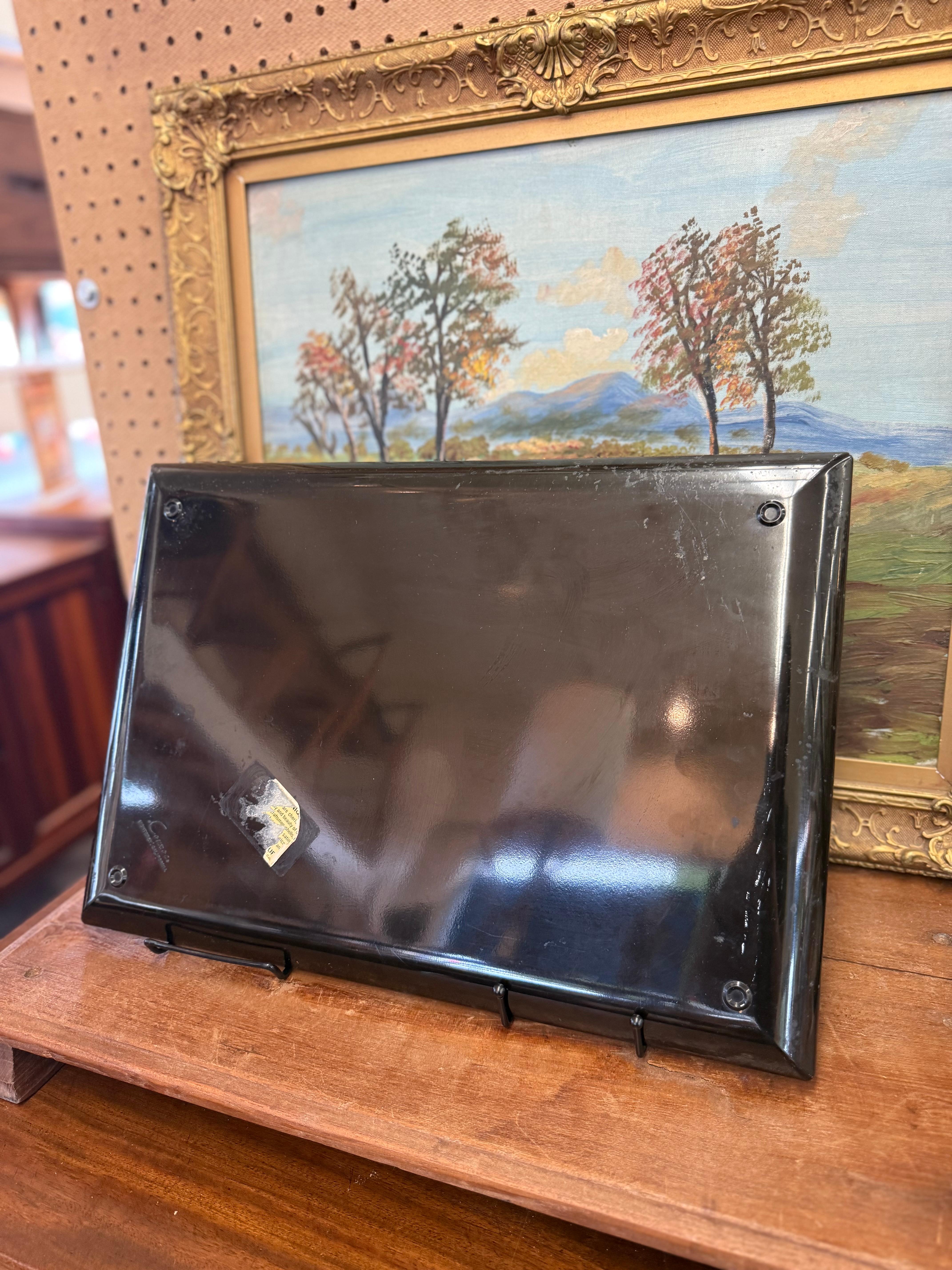 Vintage Mid-Century Modern Schwarzes Lacktablett mit handgemalten Küstenvögeln 1950er Jahre im Angebot 3