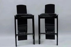 Vintage Mid Century Modern Black Lucite Sculptural Bar Stool Chair by Hill, Pair