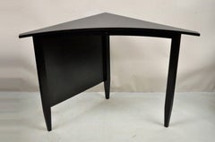 Vintage Mid-Century Modern Black Pie Slice Corner Side Table Desk