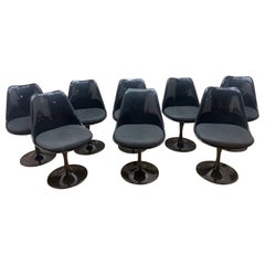 Schwarze drehbare Tulpen-Esszimmerstühle im Vintage-Stil, Mid-Century Modern, 8er-Set