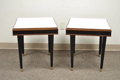 Vintage Mid Century Modern Black & White Rectangular Laminate End Tables - Pair