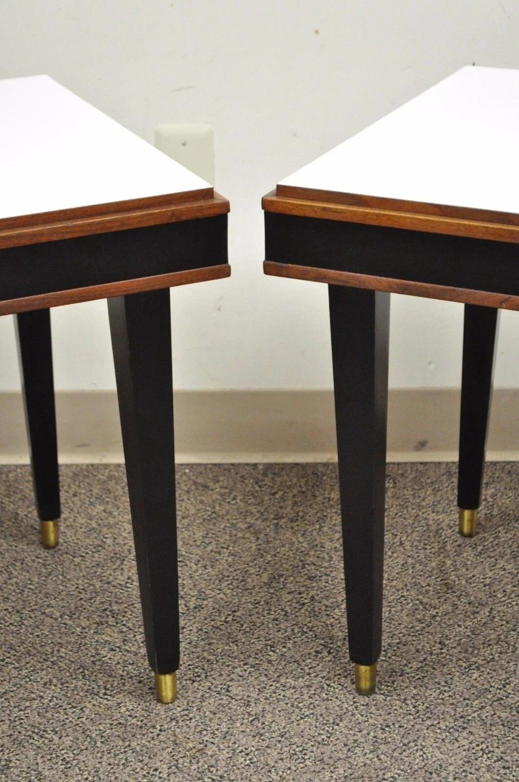 Mid-Century Modern Vintage Mid Century Modern Black & White Rectangular Laminate End Tables - Pair For Sale