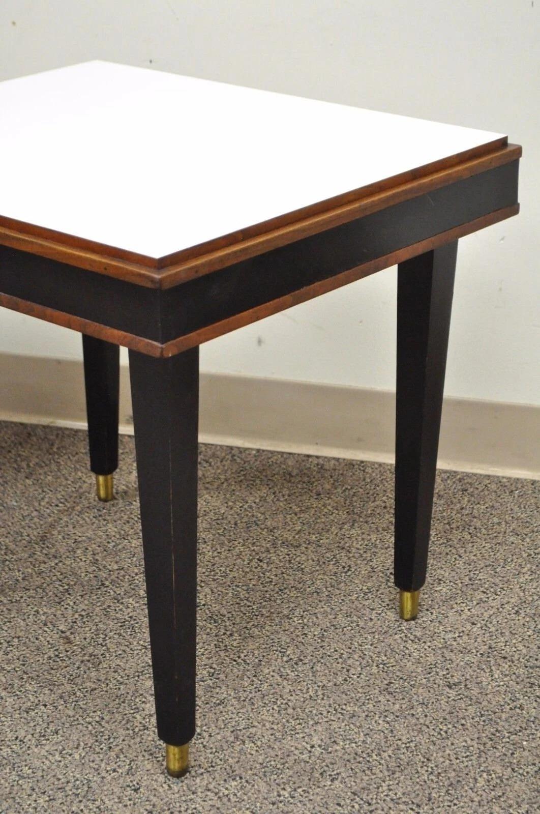 Unknown Vintage Mid Century Modern Black & White Rectangular Laminate End Tables - Pair For Sale