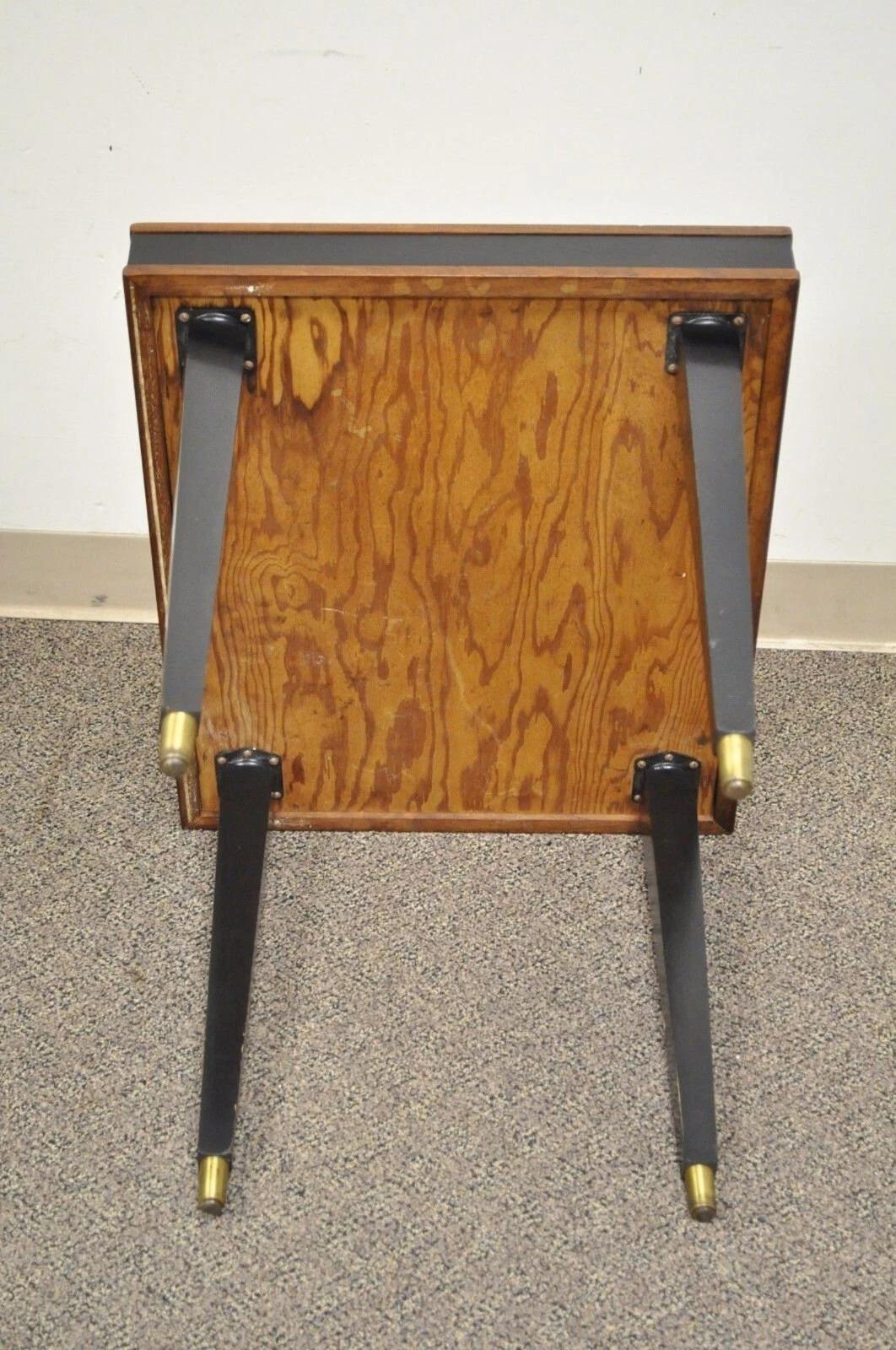 Vintage Mid Century Modern Black & White Rectangular Laminate End Tables - Pair For Sale 2