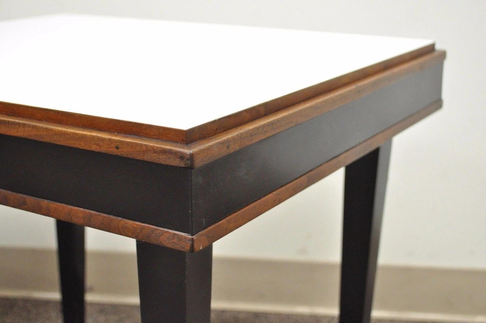 Vintage Mid Century Modern Black & White Rectangular Laminate End Tables - Pair For Sale 3
