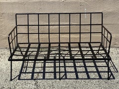 Vintage Mid Century Modern Black Wrought Iron Arthur Umanoff Style Sofa