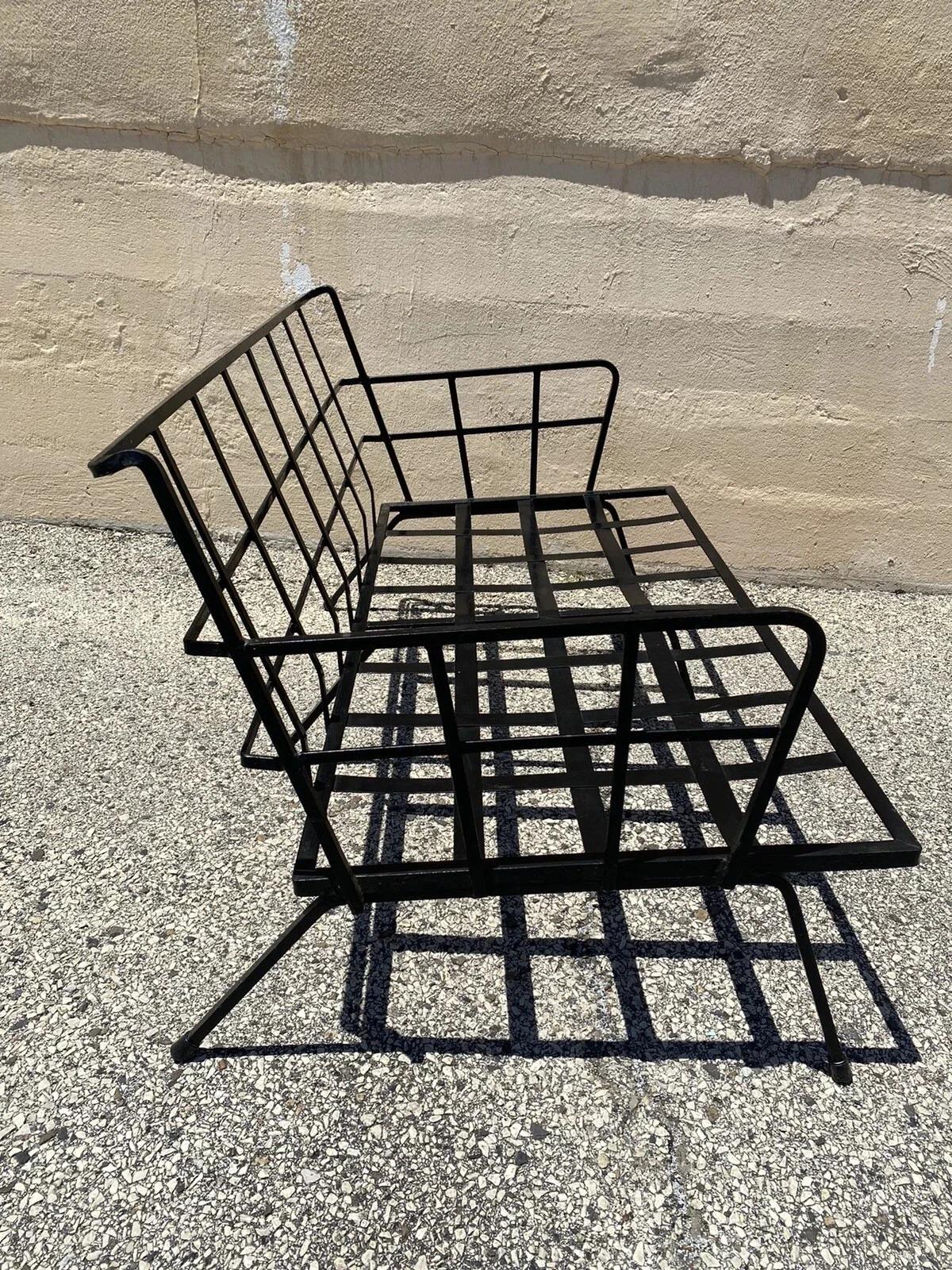 Mid-Century Modern Vintage Mid Century Modern Black Wrought Iron Arthur Umanoff Style Sofa For Sale