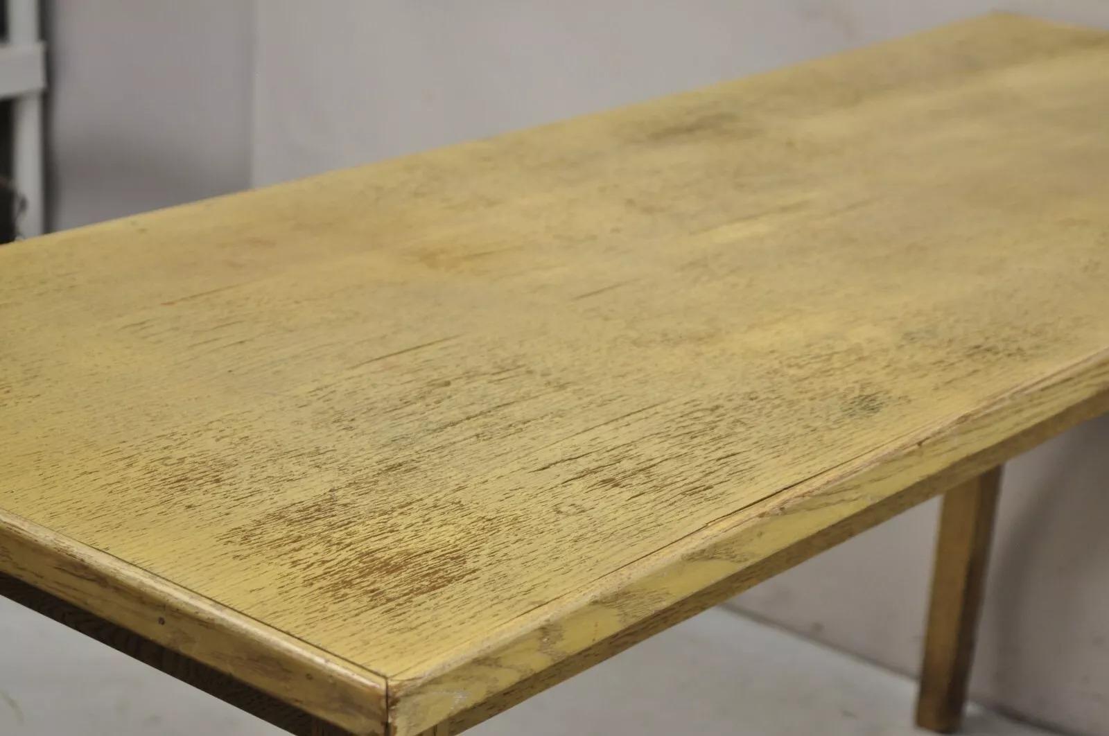 Vintage Mid Century Modern Bleached Mahogany Long Narrow Dining Potting Table (table à manger étroite) en vente 3