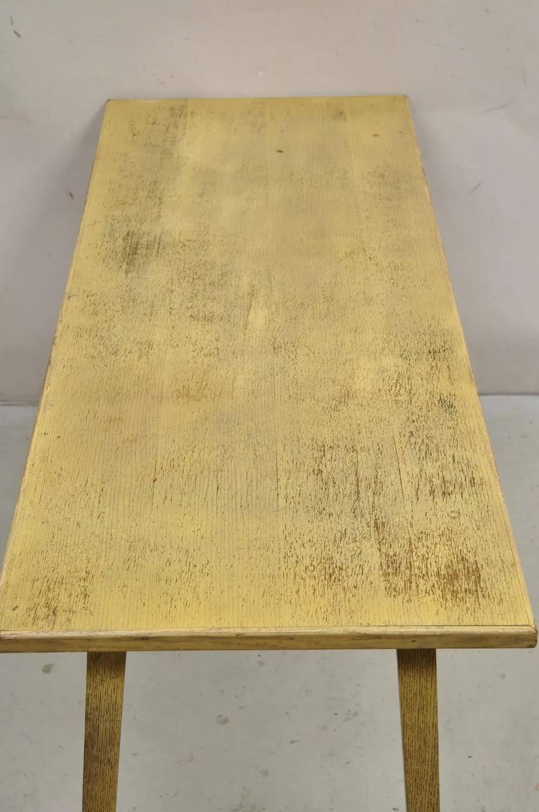 Mid-Century Modern Vintage Mid Century Modern Bleached Mahogany Long Narrow Dining Potting Table (table à manger étroite) en vente