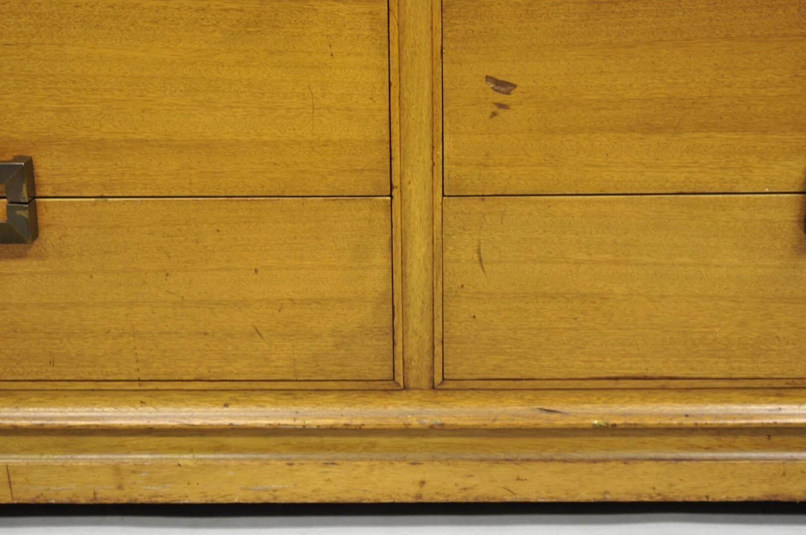 Mogano Credenza lunga in mogano biondo vintage del Mid Century Modern di Red Lion in vendita