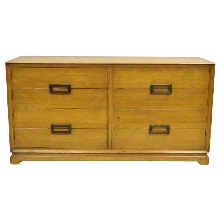 Vintage Mid Century Modern Blonde Mahogany Long Dresser Credenza by Red  Lion For Sale at 1stDibs
