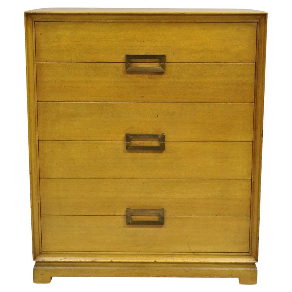 Vintage Mid Century Modern Blonde Mahogany Tall Chest Dresser by Red Lion