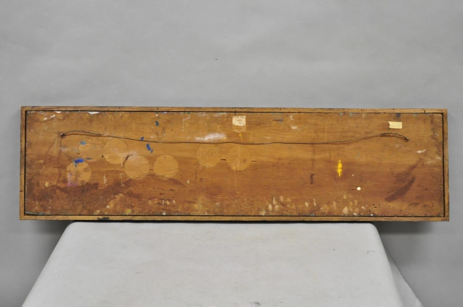 Vintage Mid Century Modern Blue Acrilico astratto su tavola Pittura firmata dall'artista in vendita 4