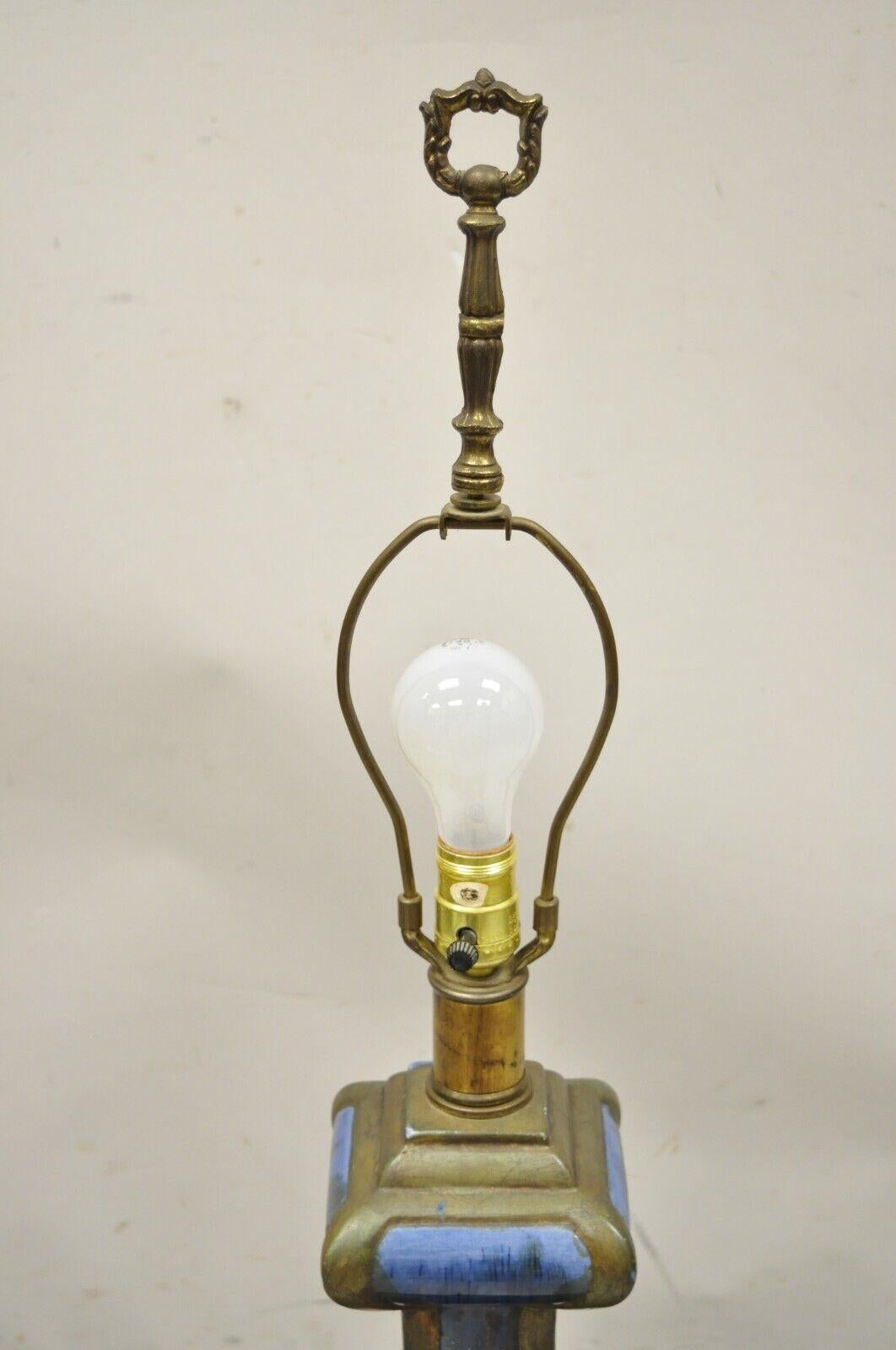 Vintage-Tischlampe aus Keramikkeramik mit blauer Tropfglasur, Mid-Century Modern (20. Jahrhundert) im Angebot