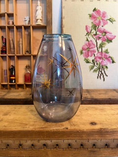Vintage Mid Century Modern Blue Hand Blown Glass Atomic stars.possibly Bartlett