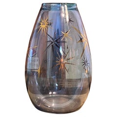 Vintage Mid Century Modern Blue Hand Blown Glass Atomic stars.possibly Bartlett