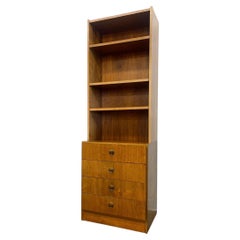 Vintage Mid Century Modern Bookshelf Cabinet with 4 Drawers