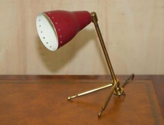 ViNTAGE MID CENTURY MODERN BORIS LACROIX TABLE LAMP WITH RED ORIGINAL SHADE